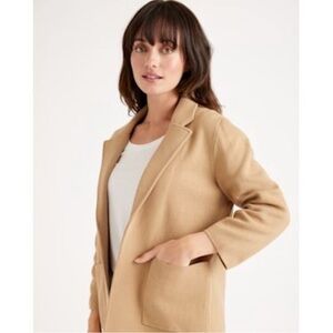 QUINCE organic cotton knit sweater blazer camel office work size L